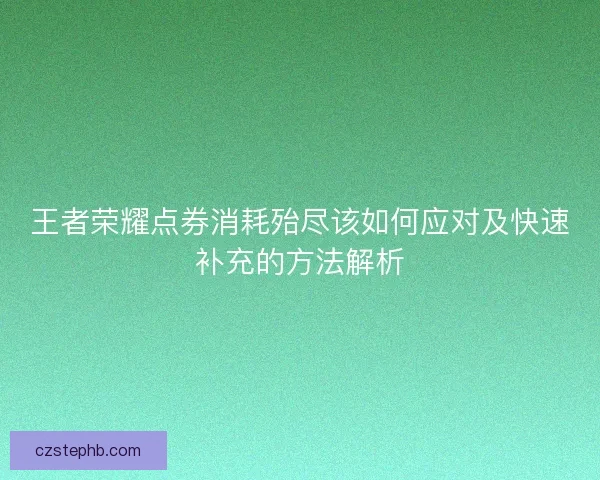 王者荣耀点券消耗殆尽该如何应对及快速补充的方法解析